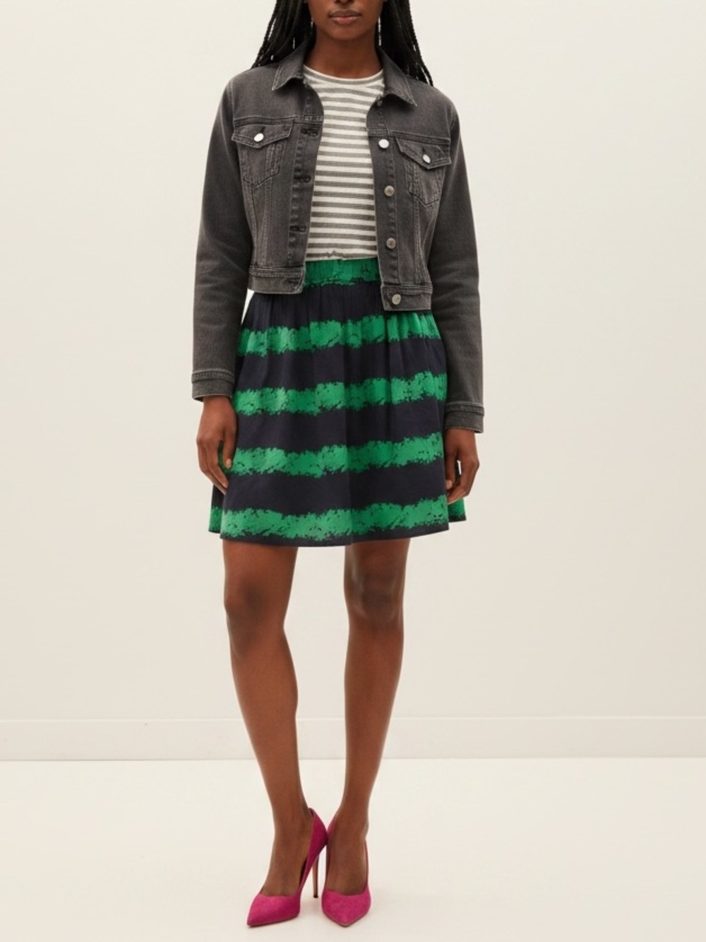 J. Crew Beanstalk Print Silk Navy Skirt Size 2
